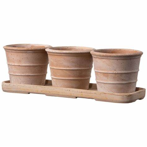 Mini Sienna Herb Pots w/Tray