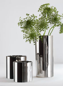 Nickel Plated Aluminum Cylinder Vase