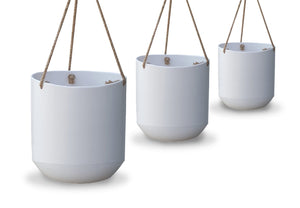 White Hanging Bucket Pot