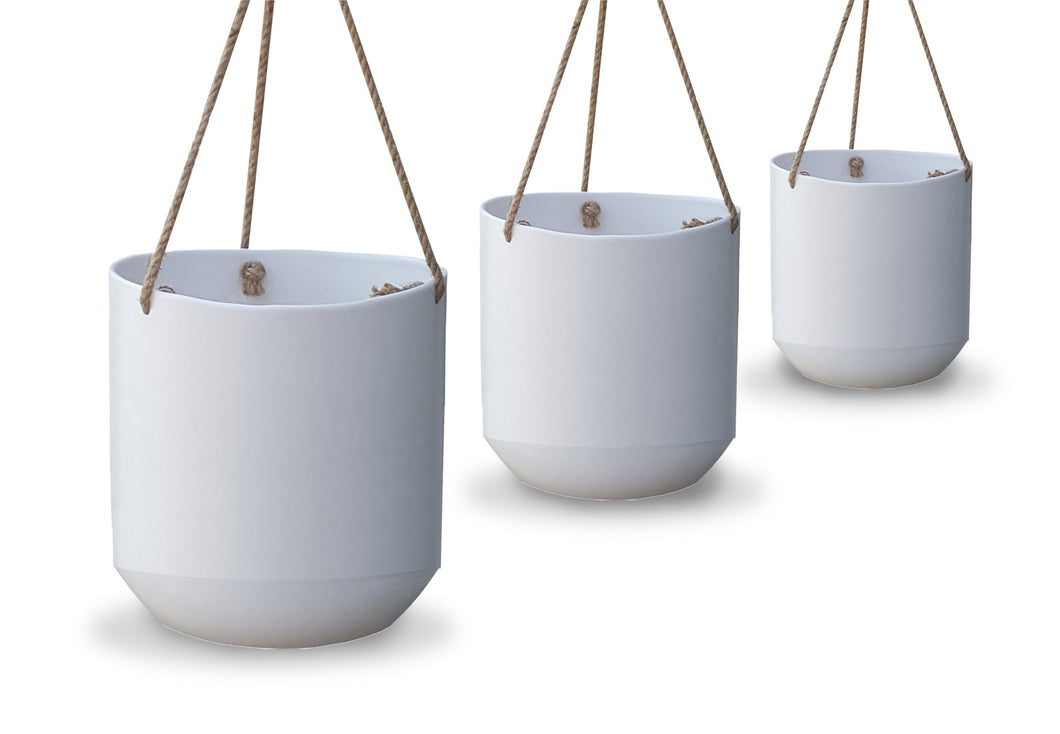 White Hanging Bucket Pot